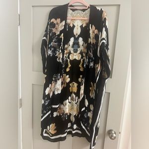 Black Floral Kimono Top One Size